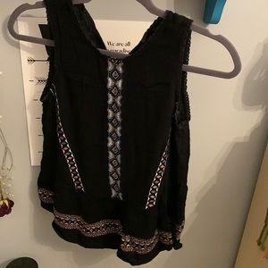 Forever 21 Black Boho Peplum Tank Top Size S